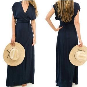 Tysa tropical floral flattering maxi wrap dress kimono style Small